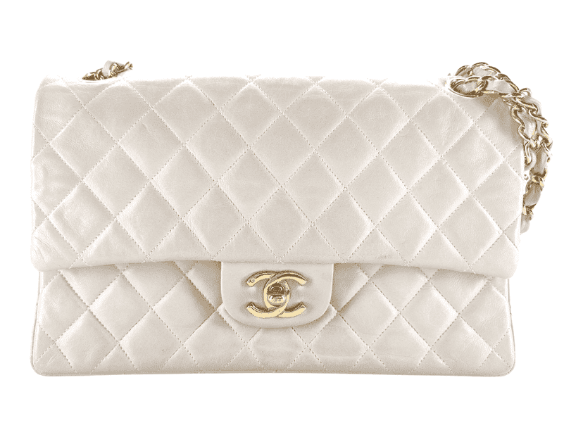 Chanel Double flap White Leather Good condition - Front View