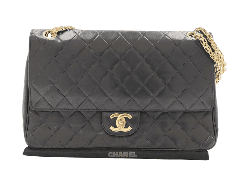 Chanel Double flap Black Leather Good condition - Front View