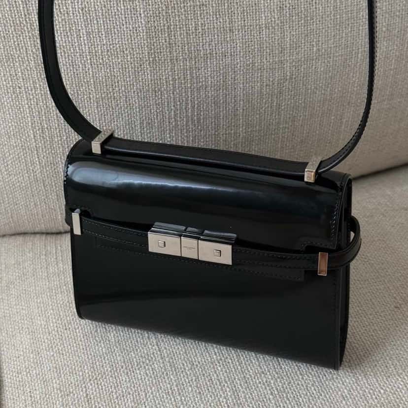 Saint Laurent Manhattan Mini Black Leather Metal Very good condition - Back View