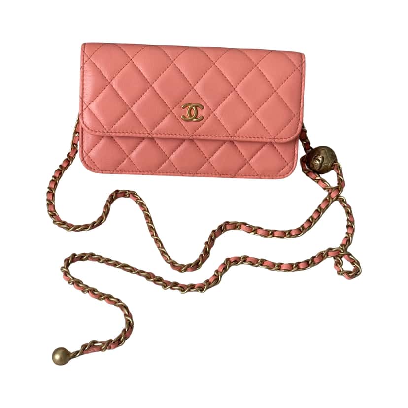 Chanel Pearl Crush Orange Leather Gold Very good condition - Front View