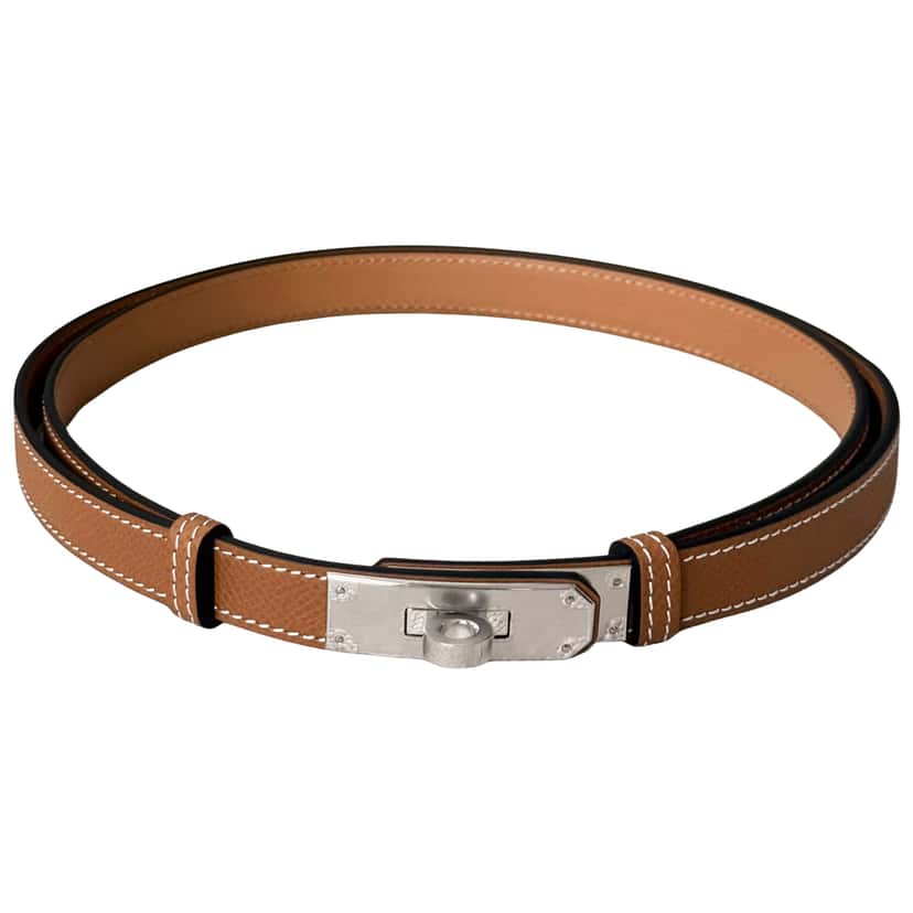 Hermès H Kelly belt Brown Leather Metal Never worn, with tag - Front View