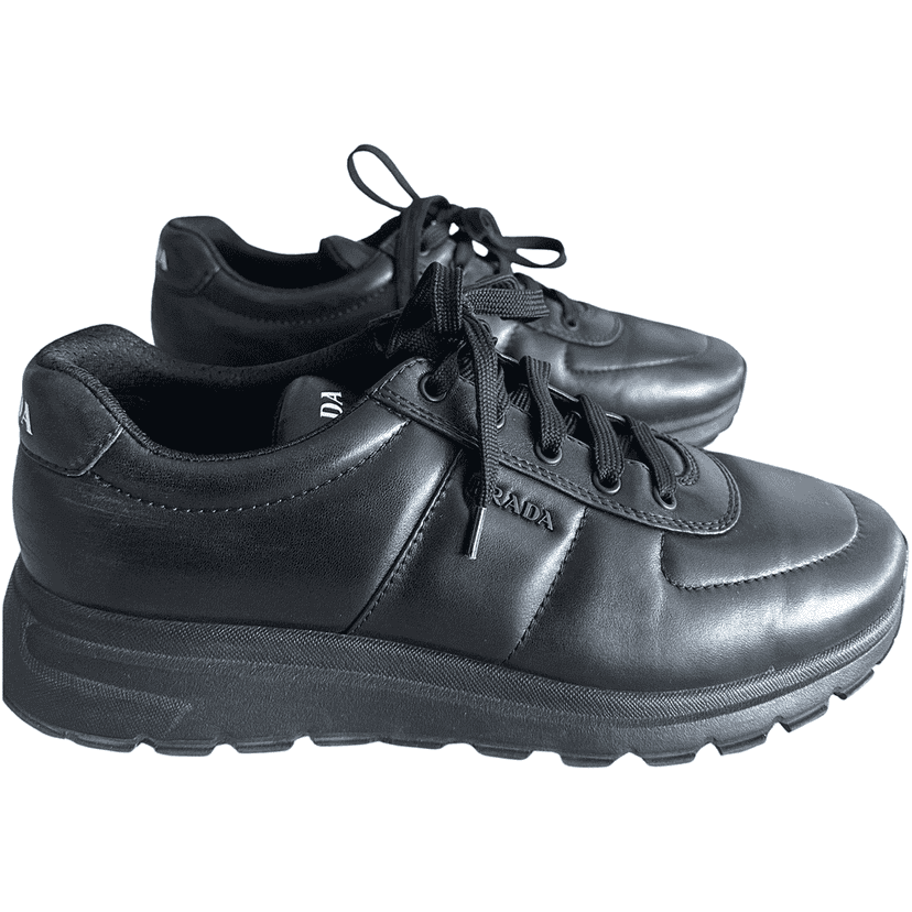 Prada Sneakers Black Leather Very good condition - Front View