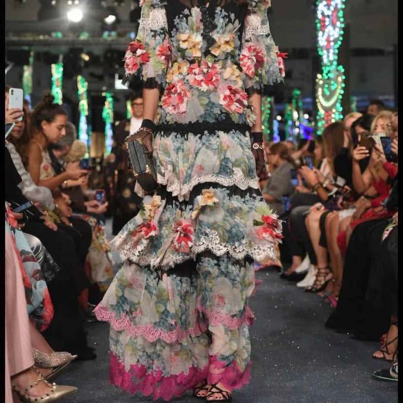 Dolce & Gabbana Tiered Floral Lace Gown MultiColor Silk Very good condition - Inside View