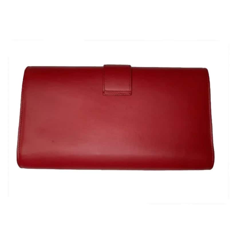 Saint Laurent Y logo flap clutch Red Leather Gold Very good condition - Back View