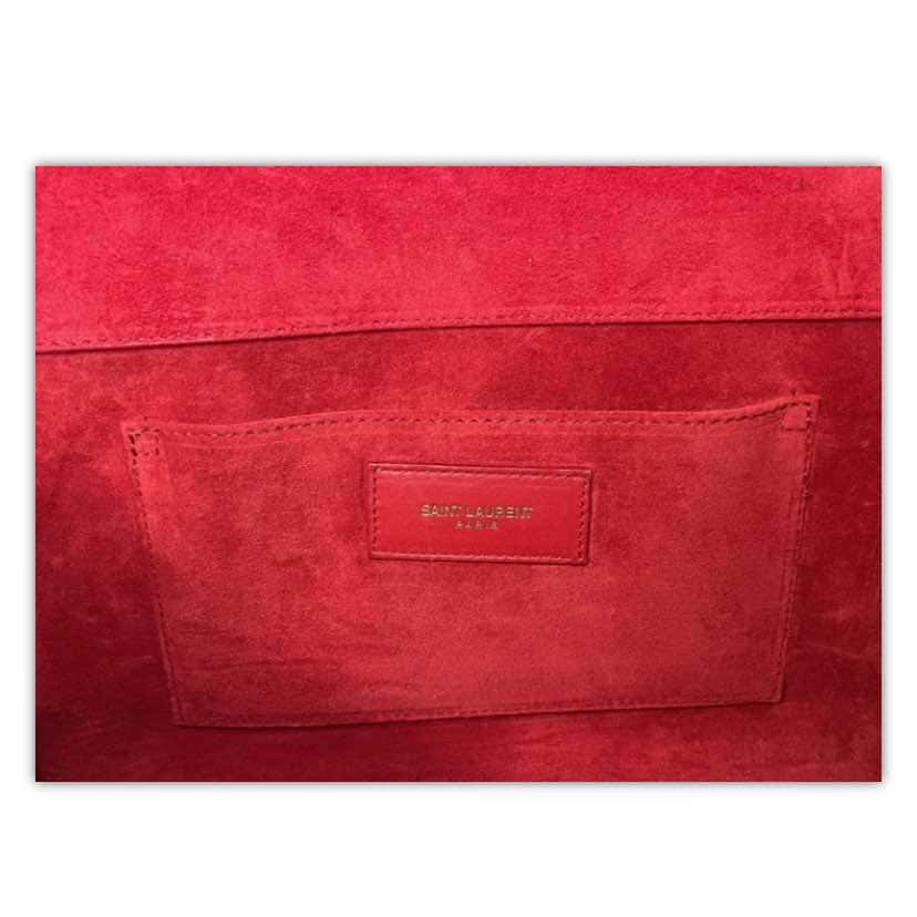 Saint Laurent Y logo flap clutch Red Leather Gold Very good condition - Inside View