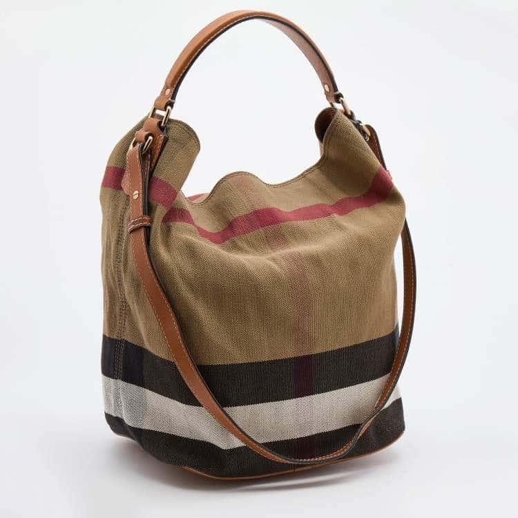 Burberry Ashby Hobo Brown Canvas Leather Good condition - Back View