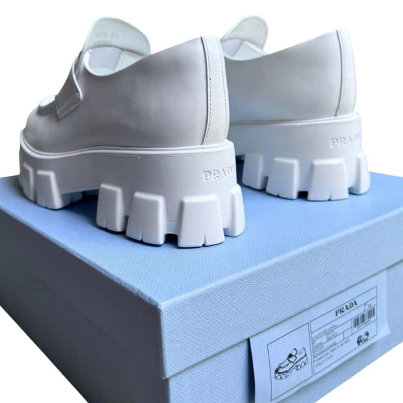 Prada Prada Monolith Loafer White Leather Never worn, with tag - Back View