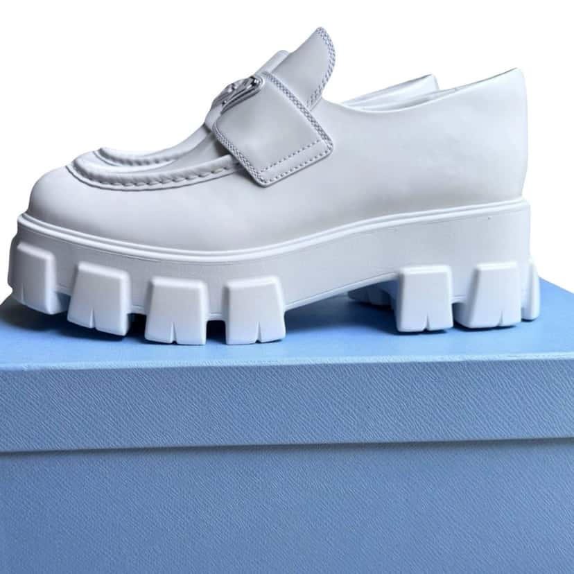 Prada Prada Monolith Loafer White Leather Never worn, with tag - Box View