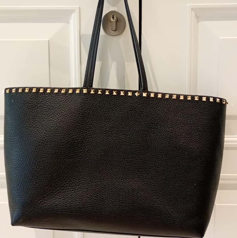 Valentino Tote Bag Studded Large Black Leather Very good condition - Back View