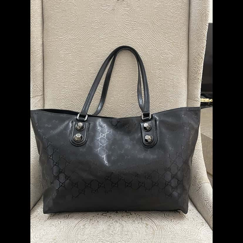 Gucci GG Coated Tote Bag Black Good condition - Model View