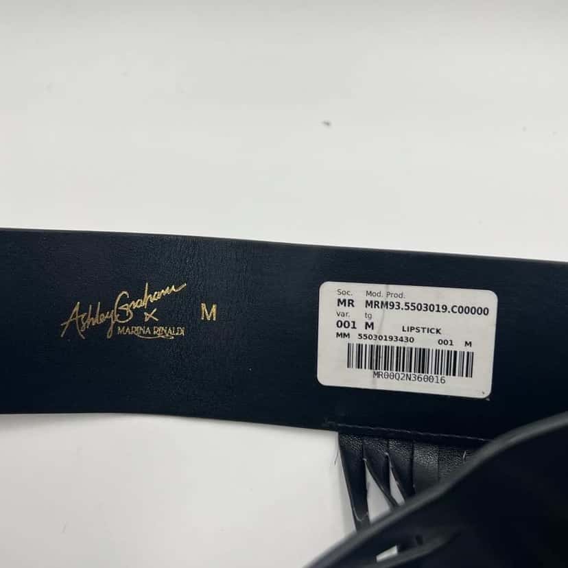 Ashley Graham x Marina Rinaldi Fringed Belt Black Leather Metal Very good condition - Back View
