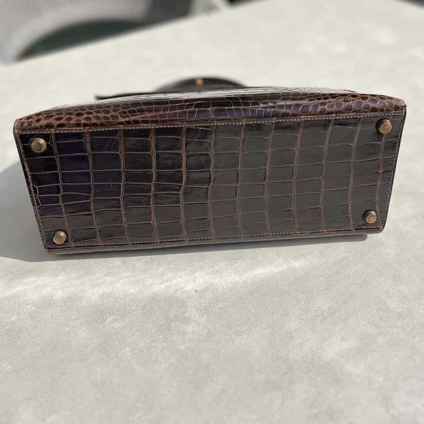 Hermès Vintage Kelly 35 - Crocodile Brown Leather Gold Very good condition - Inside View