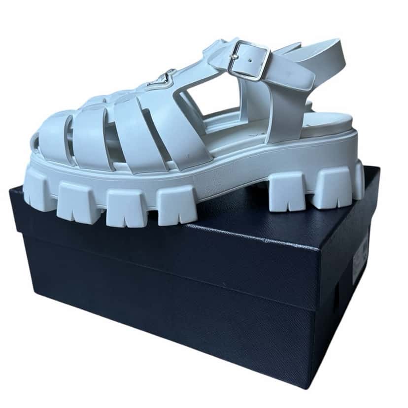 Prada Prada Sandal Monolith White Rubber Never worn, with tag - Model View
