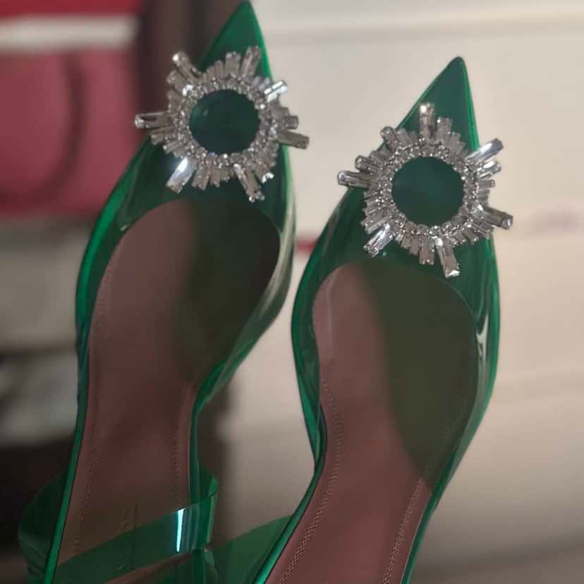 Amina Muaddi Begum Slingback Pumps Green Good condition - Back View