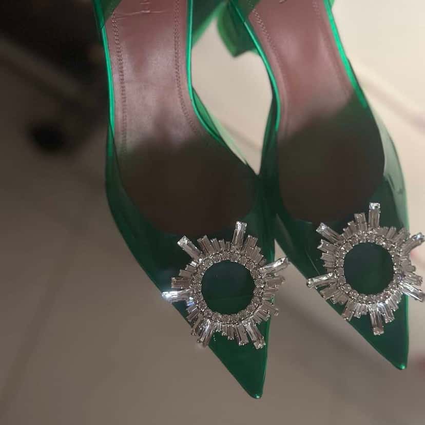 Amina Muaddi Begum Slingback Pumps Green Good condition - Inside View