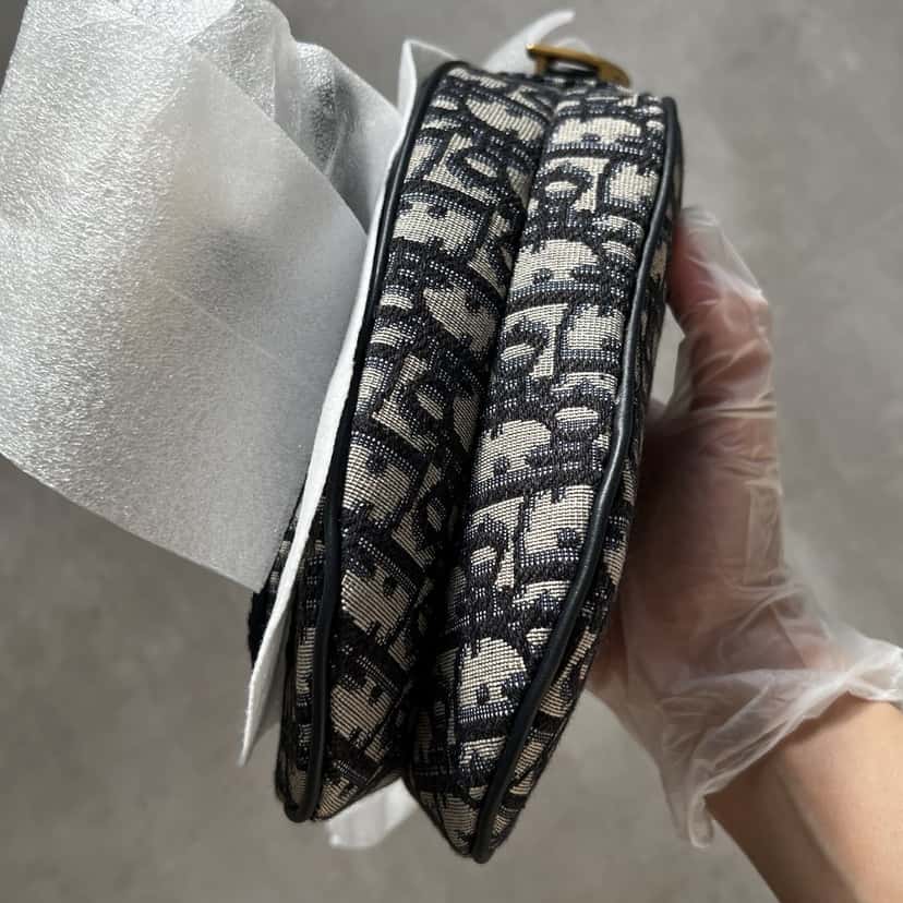 Dior Mini Saddle with Strap Navy Jacquard Never worn, with tag - Inside View