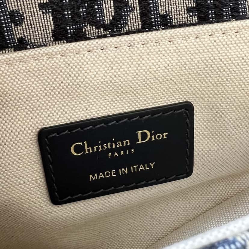 Dior Mini Saddle with Strap Navy Jacquard Never worn, with tag - Model View