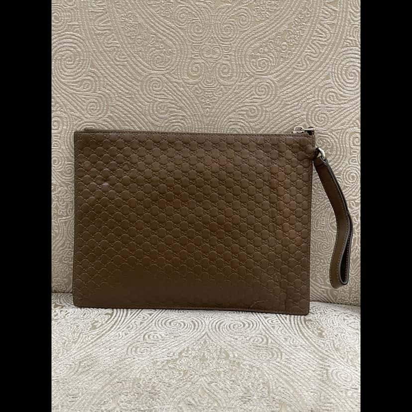 Gucci Microguccissima Brown Leather Clutch Brown Leather Good condition - Back View