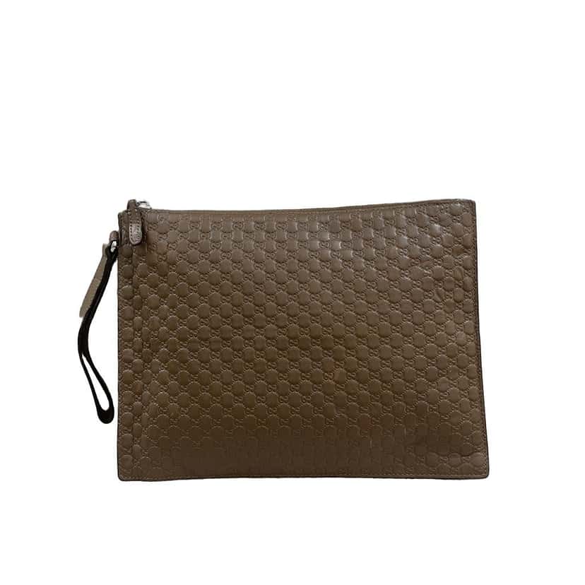 Gucci Microguccissima Brown Leather Clutch Brown Leather Good condition - Front View