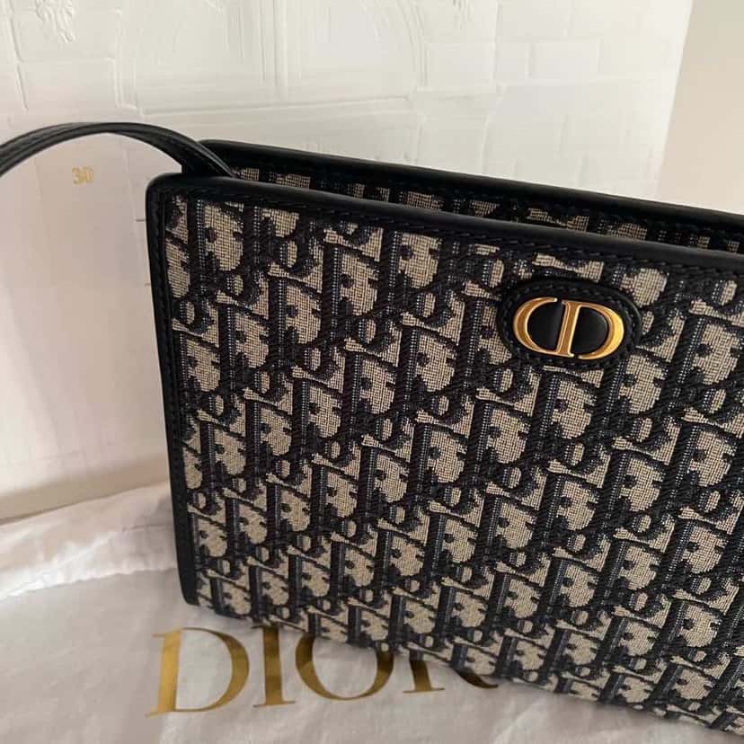 Christian Dior 30 Montaigne Pouch Navy Jacquard Never worn, with tag - Back View