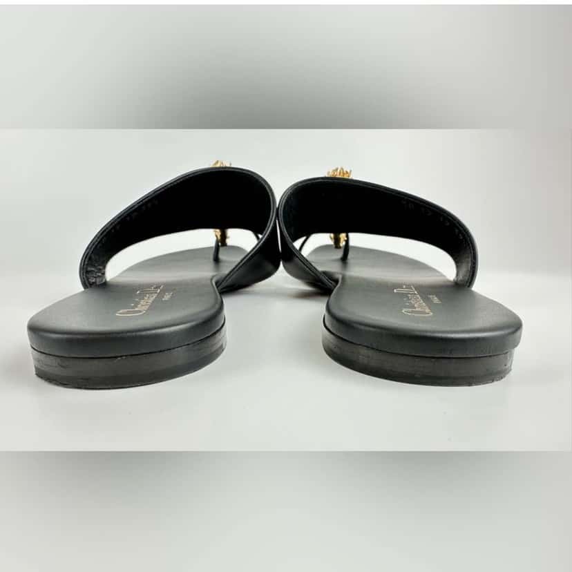 Dior Jardin slides Black Leather Very good condition - Back View