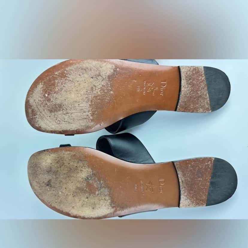 Dior Jardin slides Black Leather Very good condition - Inside View