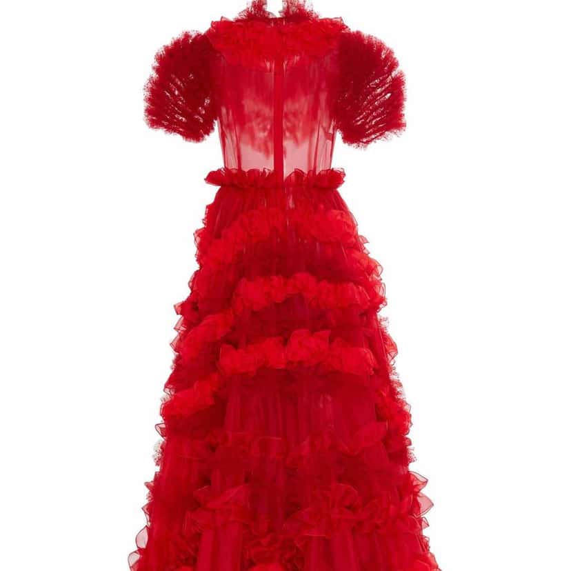 Dolce & Gabbana Silk Organza Ruffle Gown Red Silk Very good condition - Back View