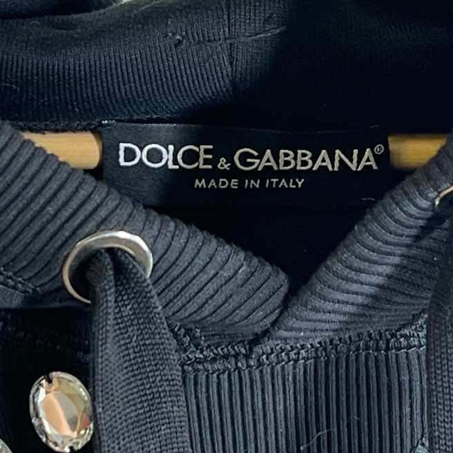 Dolce & Gabbana Embellished Hoodie Black Cotton Very good condition - Inside View