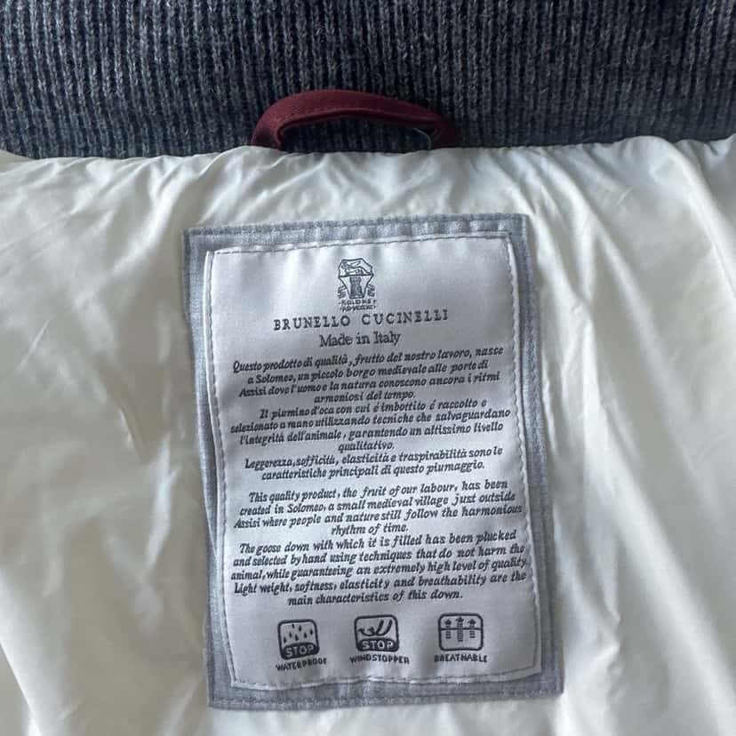 Brunello Cucinelli Grey Padded Wool Puffer Grey Wool Very good condition - Inside View