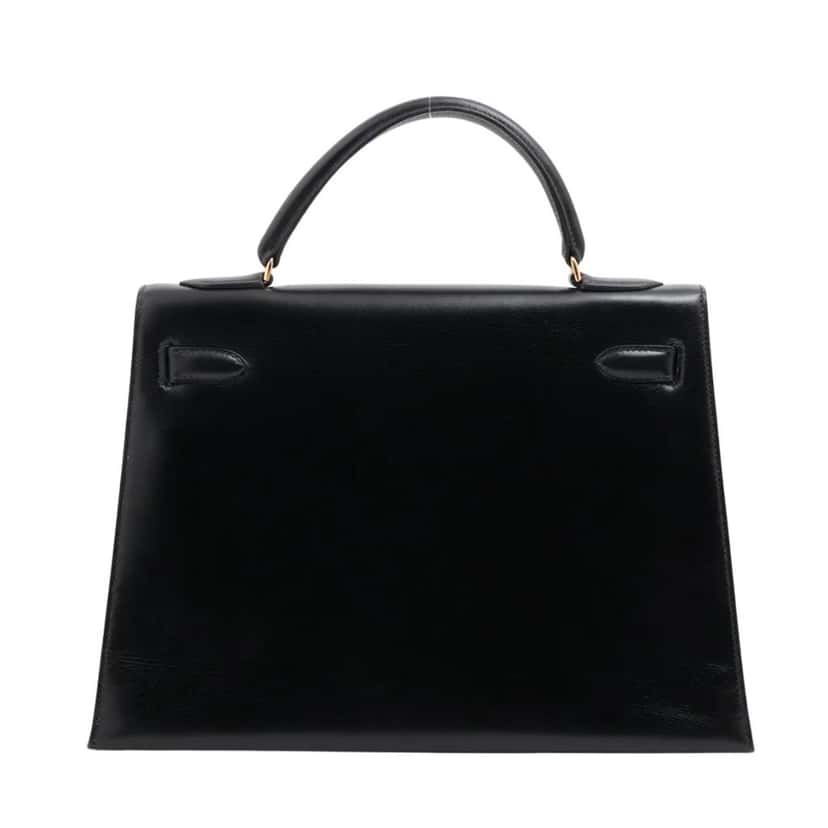 Hermès Kelly 32 Sellier Black Black Leather Good condition - Back View