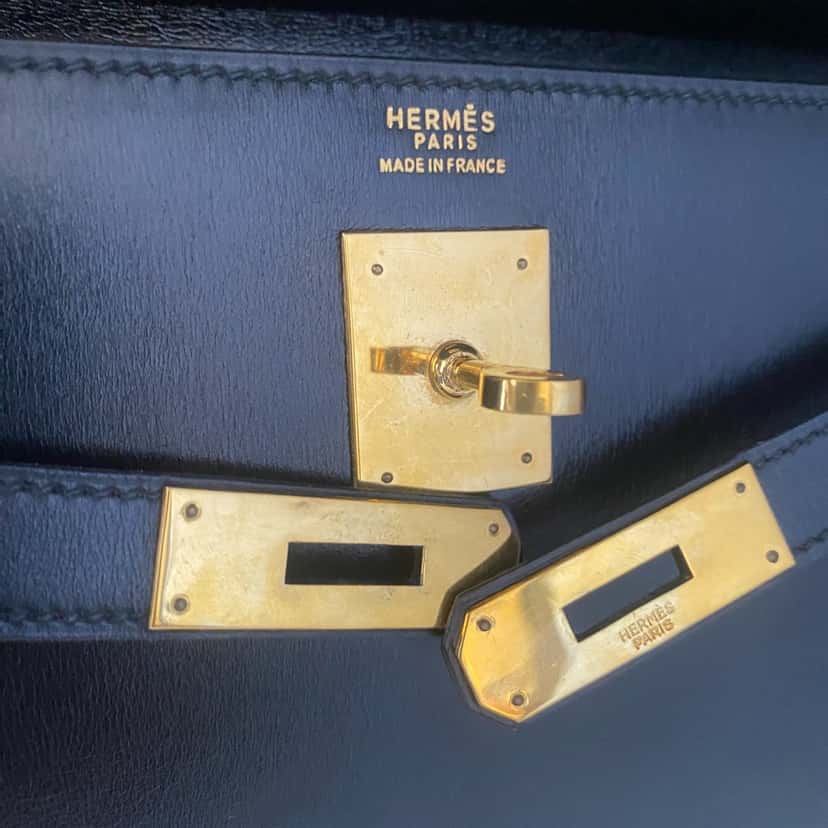 Hermès Kelly 32 Sellier Black Black Leather Good condition - Box View