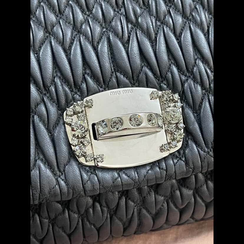 Miu Miu Matelasse Leather Crystal Bag Black Leather Very good condition - Inside View