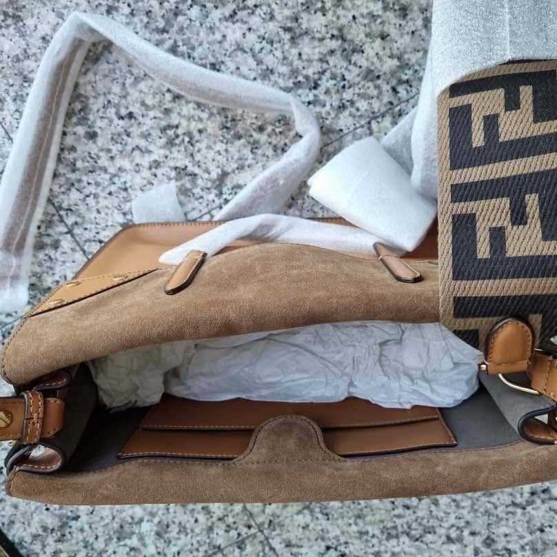 Fendi Flip Leather Bag Brown Leather Leather Never worn - Model View