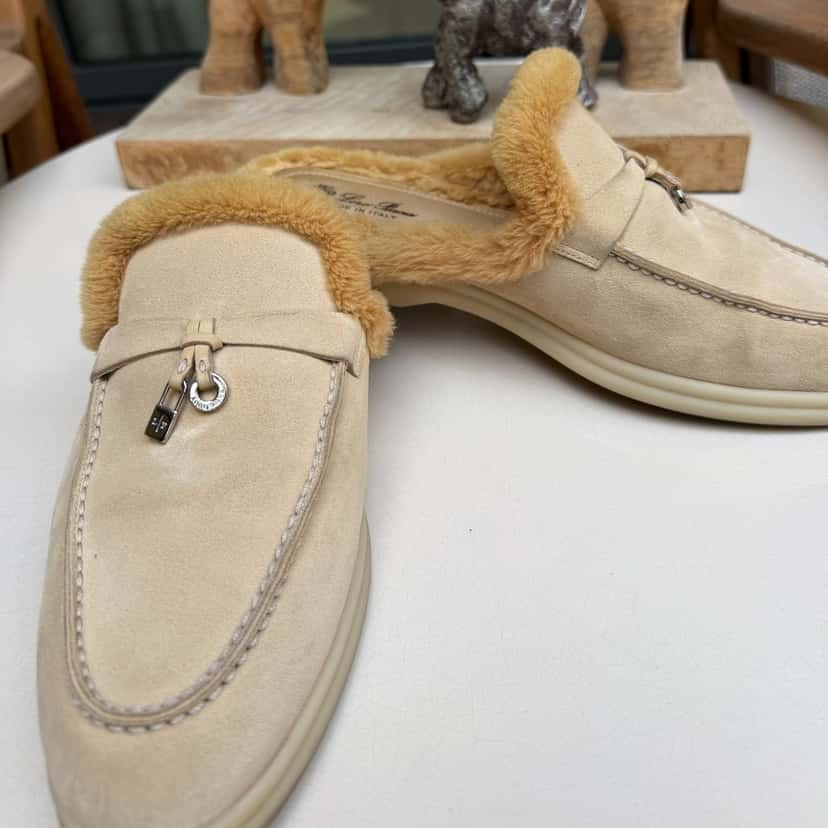 Loro Piana Summer Walk Charm Babuche Beige Suede Very good condition - Back View