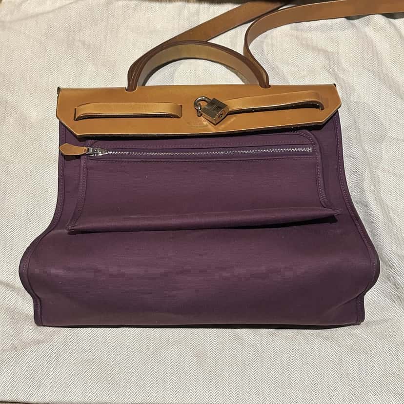 Hermès Herbag Purple Leather Good condition - Back View