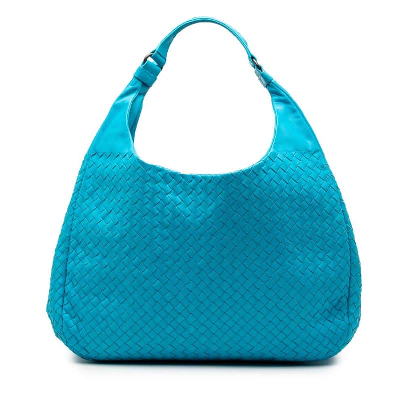 Bottega Veneta Large Nappa Intrecciato Campana Hobo Blue Leather Very good condition - Front View