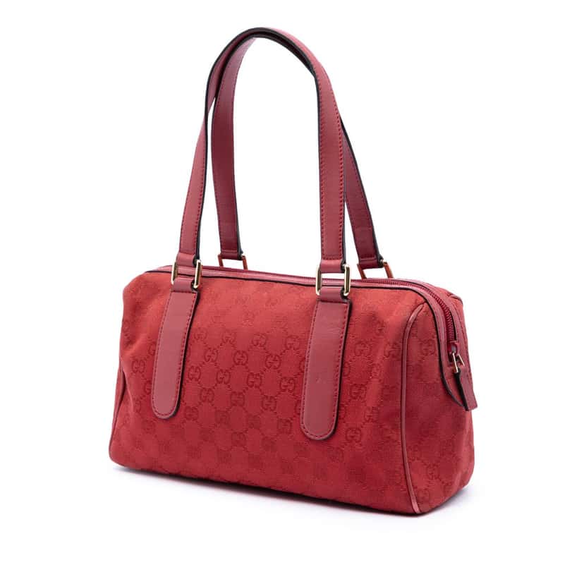Gucci GG Canvas Boston Bag Red Very good condition - Back View