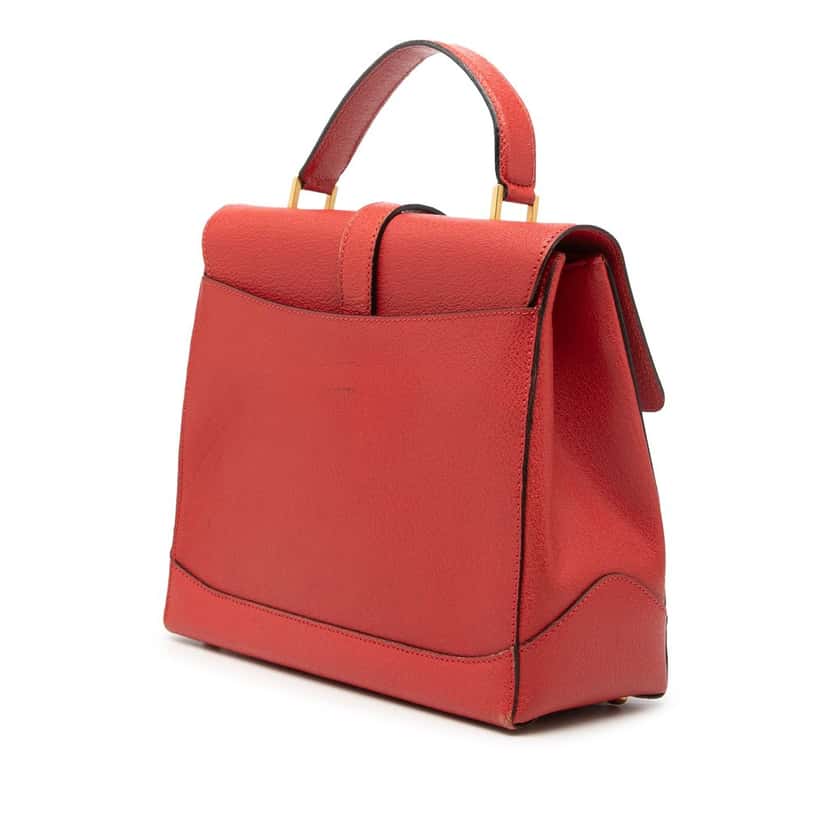 Celine Leather 16 Turn Lock Top Handle Bag Red Leather Very good condition - Back View