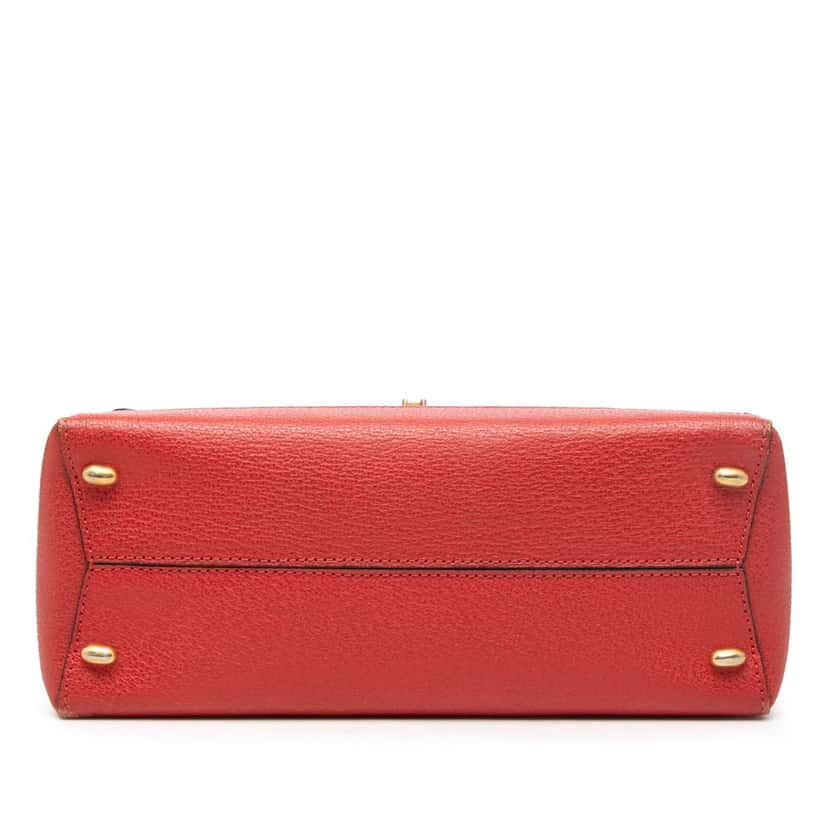 Celine Leather 16 Turn Lock Top Handle Bag Red Leather Very good condition - Inside View