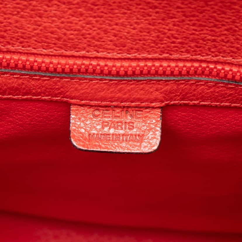 Celine Leather 16 Turn Lock Top Handle Bag Red Leather Very good condition - Box View