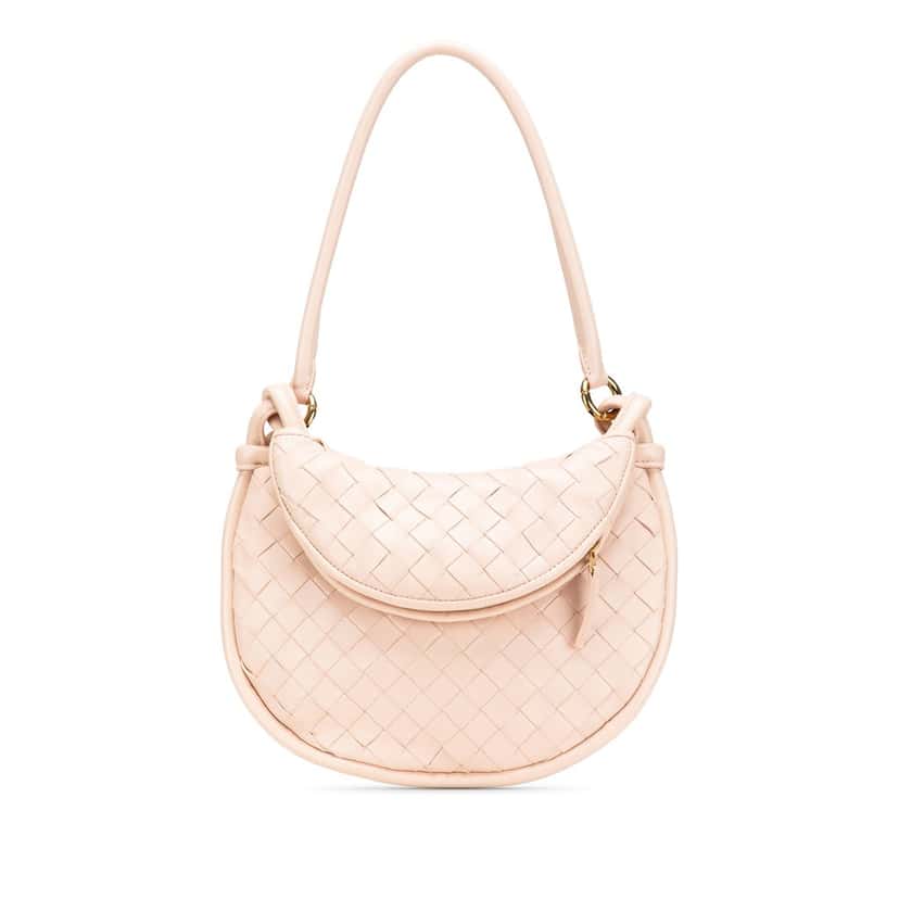Bottega Veneta Small Nappa Intrecciato Gemelli Hobo Pink Leather Very good condition - Front View