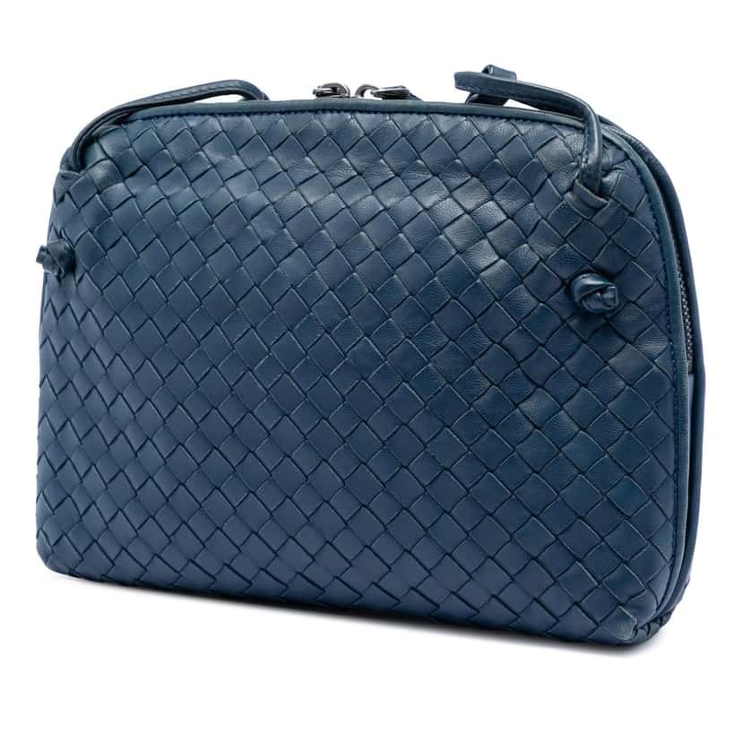 Bottega Veneta Nappa Intrecciato Nodini Crossbody Blue Leather Very good condition - Back View