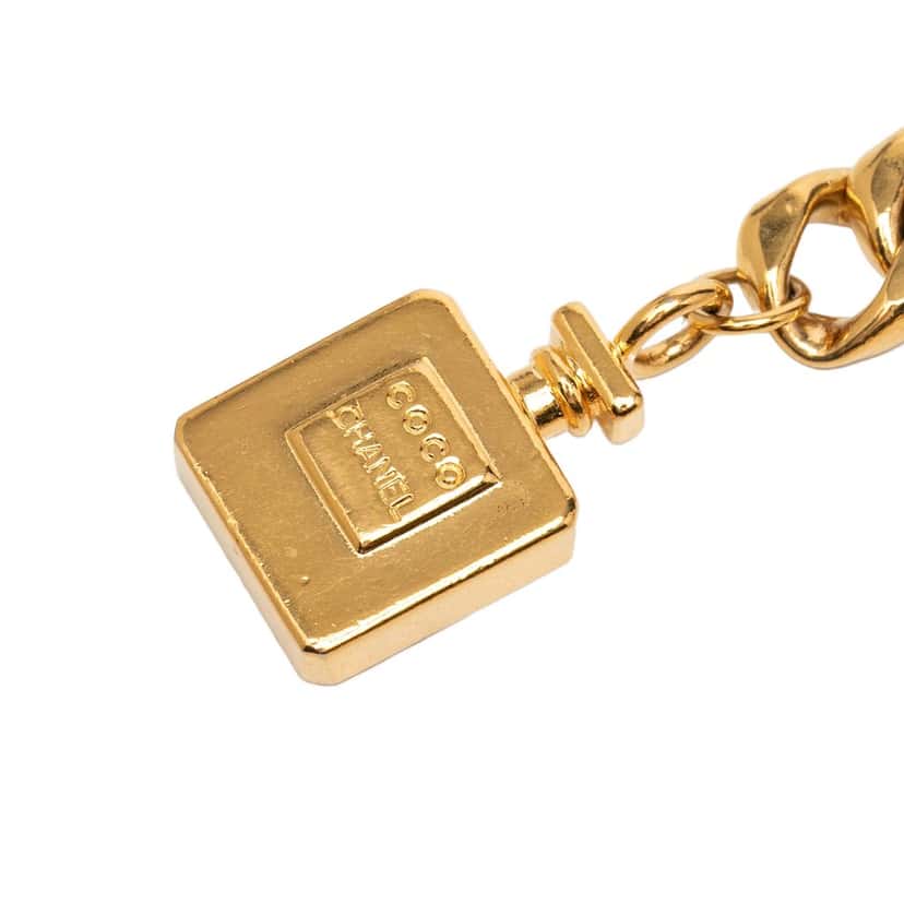 Chanel Gold Plated Perfume Bottle Charm Chain Belt Gold Metal Very good condition - Back View
