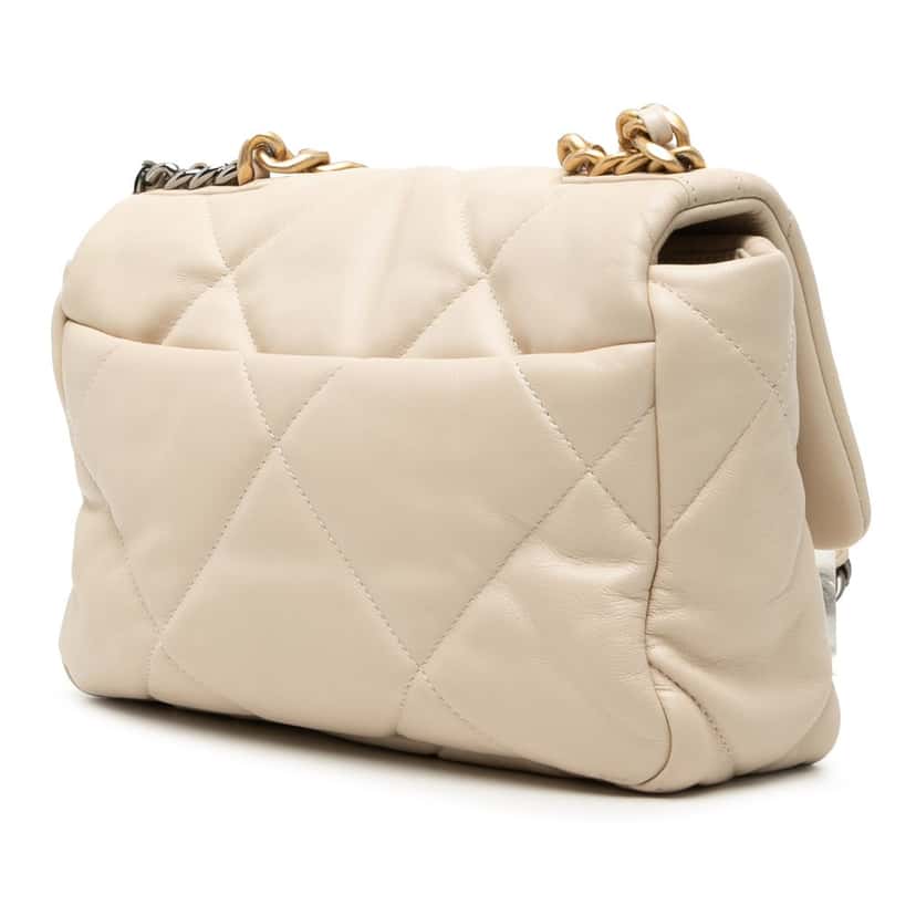 Chanel Medium Lambskin 19 Flap Brown Leather Very good condition - Back View