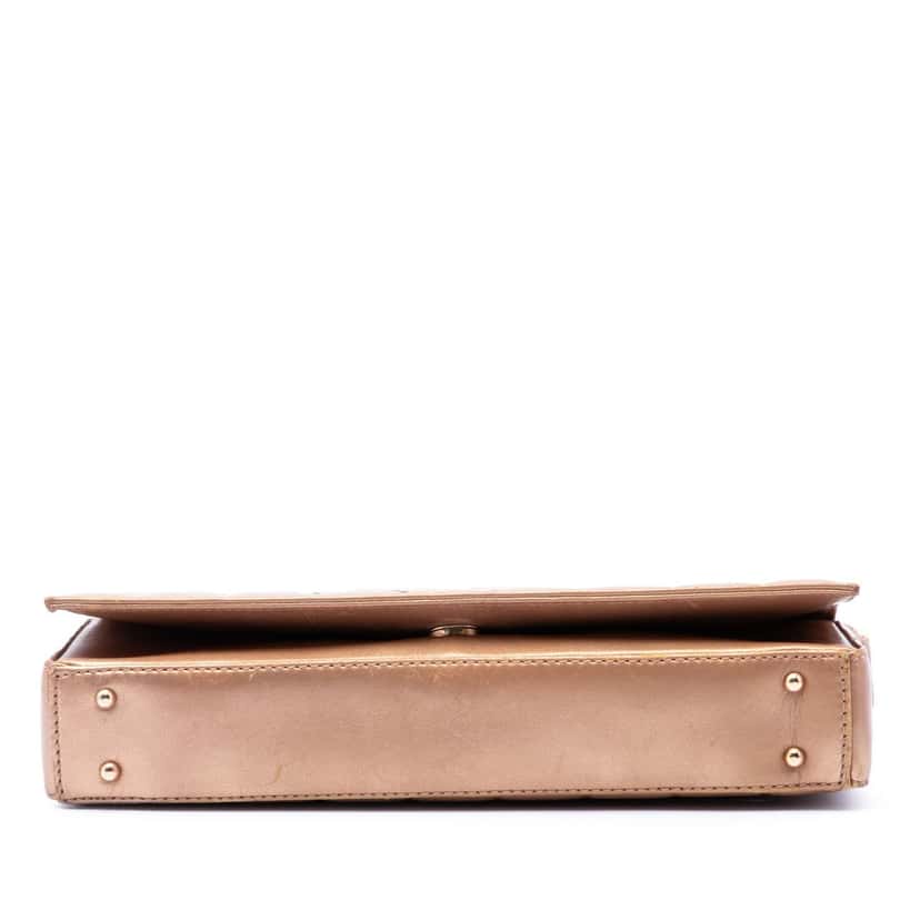 Chanel CC Chocolate Bar Metallic Lambskin Shoulder Bag Gold Leather Very good condition - Inside View