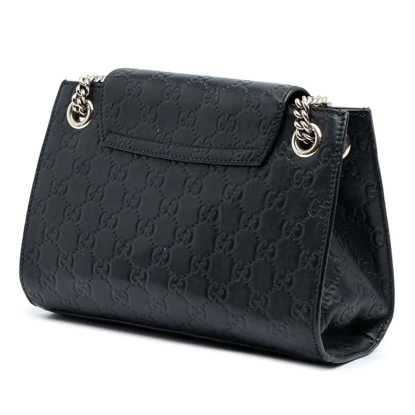 Gucci Small Guccissima Emily Shoulder Bag Black Leather Very good condition - Back View