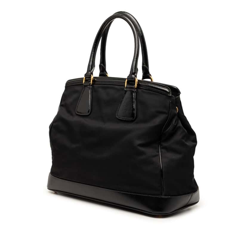 Prada Saffiano Vernice Trimmed Tessuto Parabole Tote Black Very good condition - Back View