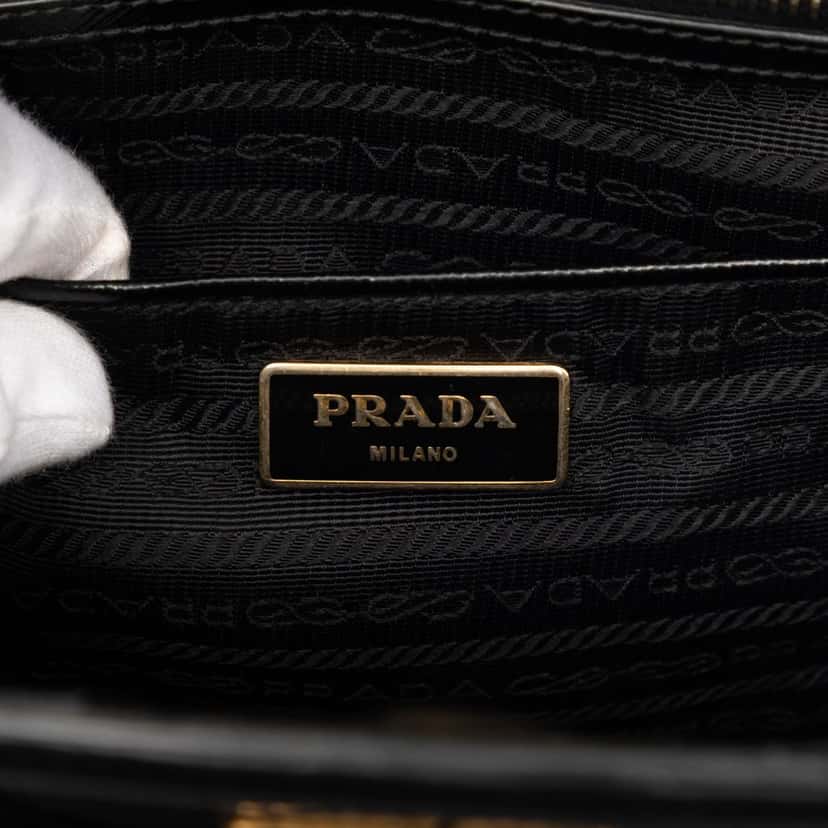 Prada Saffiano Vernice Trimmed Tessuto Parabole Tote Black Very good condition - Box View
