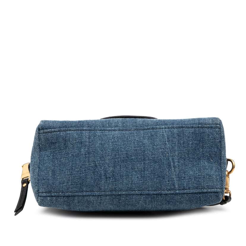 Miu Miu Denim Embroidered Logo Wristlet Pouch Blue Very good condition - Inside View