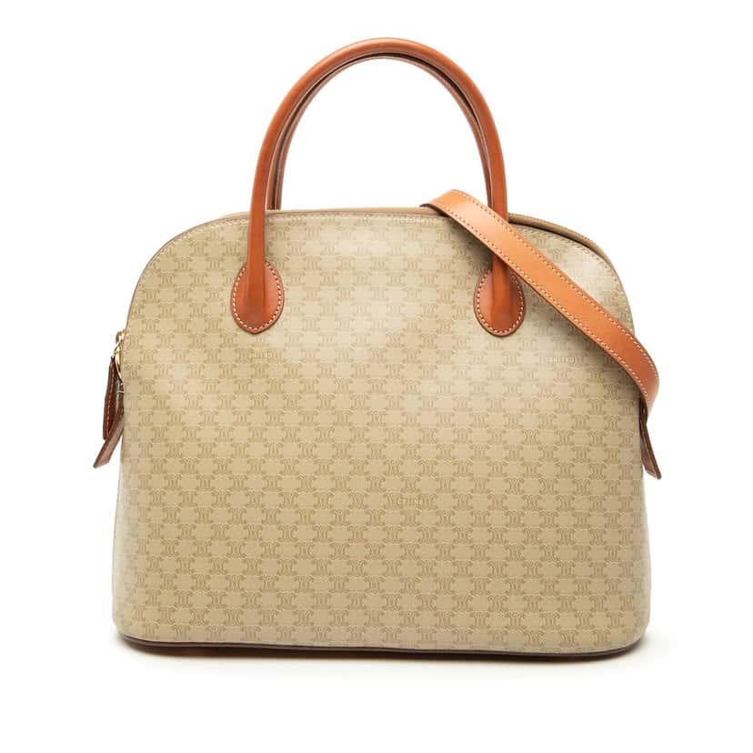 Celine Macadam Coated Canvas Dome Satchel Beige Good condition - Front View